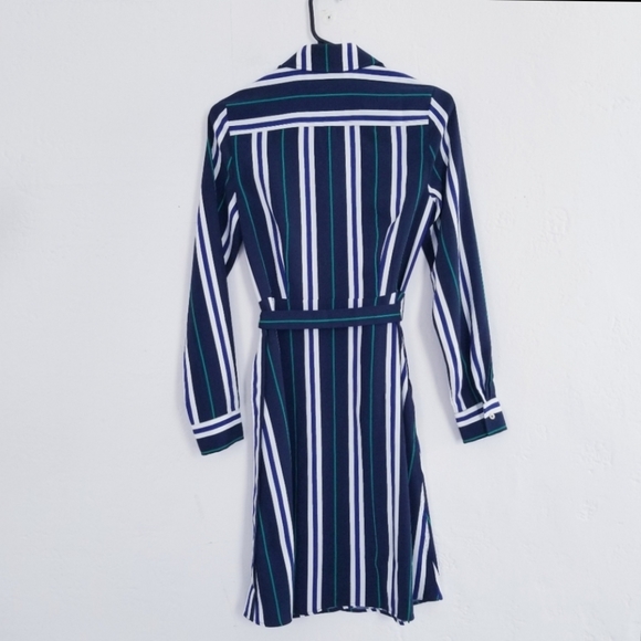 Tommy Hilfger  Women Navy Long Sleeve Striped Shirt Dress Size XXS - Picture 5 of 7